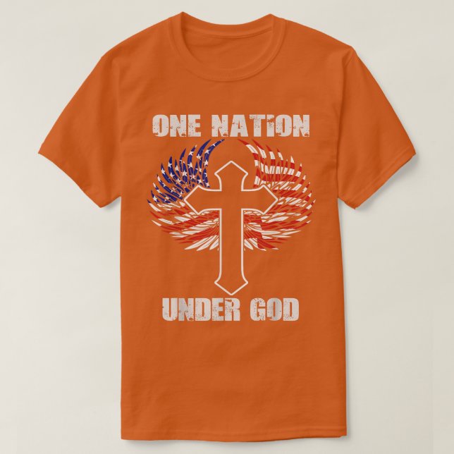 Camiseta Christian One Nation Sob a bandeira de Deus (Frente do Design)