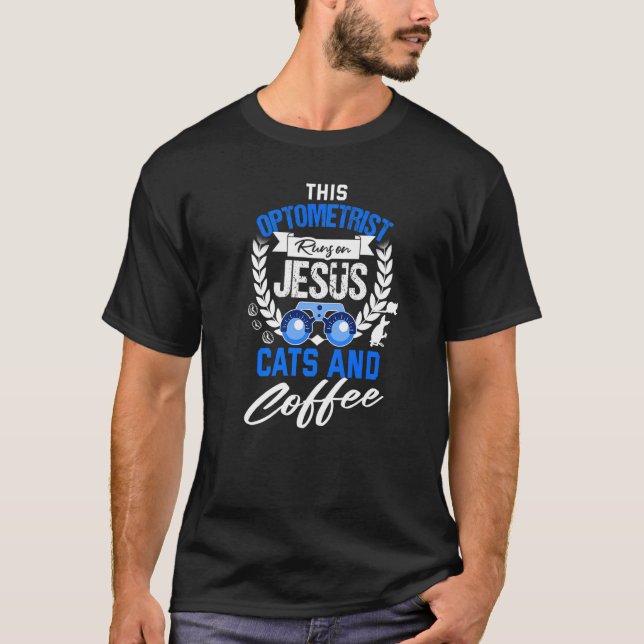 Camiseta Christian Optometris Cat Jesus Optometria do café (Frente)
