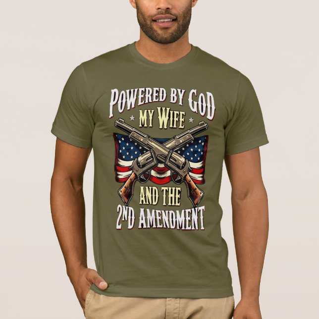 Camiseta Christian Patriotic God Wife 2nd Amendment (Frente)