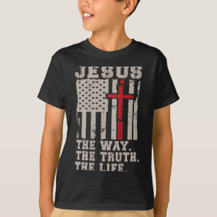Camiseta Christian Patriotic Jesus Way Truth Life American