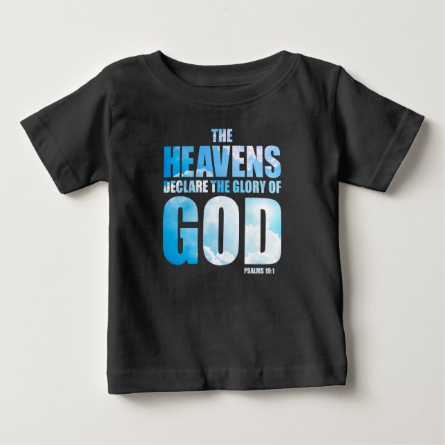 Camiseta Christian Psalm 19:1 Céus declaram Glória de Deus (Frente)