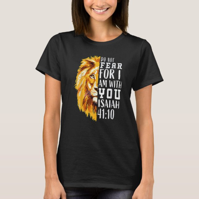 Camiseta Christian Religious Bible Verse Sayings Lion Fear  (Frente)