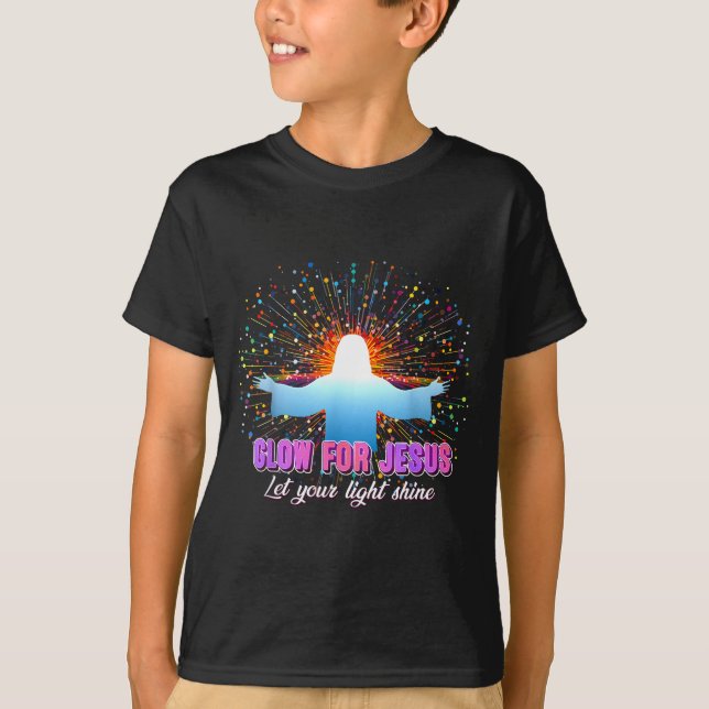 Camiseta Christian Religious Glow For Jesus Let Your Light  (Frente)