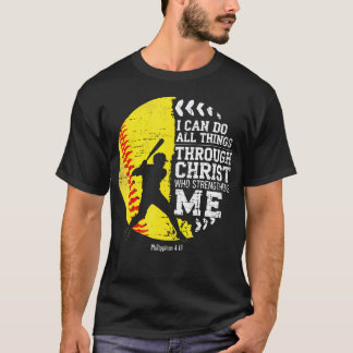 Camiseta Christian Softball I Can Do All Things Religious F