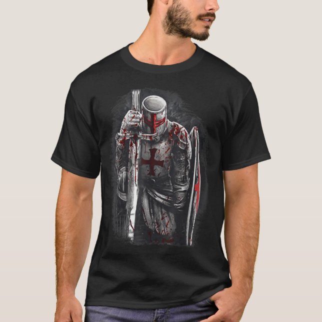Camiseta Christian Templar Knights Costume Rosary Crusader (Frente)