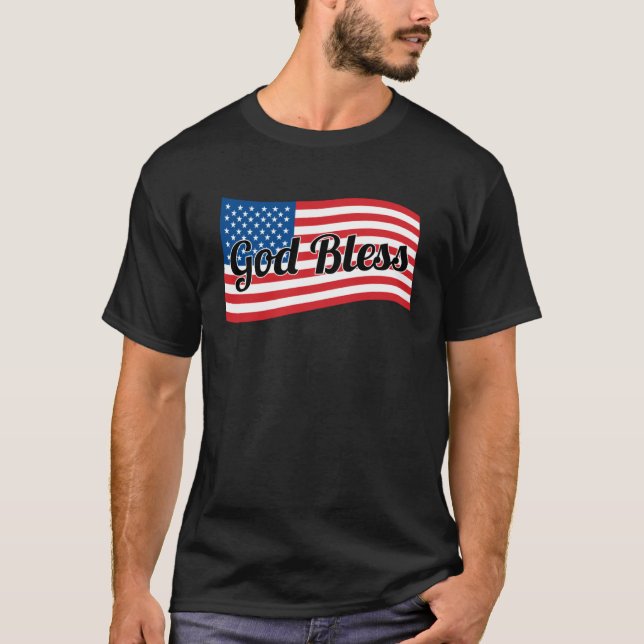 Camiseta Christian USA Patriotic  God Bless America Flag (Frente)