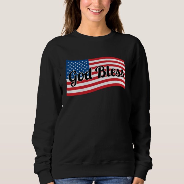 Camiseta Christian USA Patriotic  God Bless America Flag (Frente)