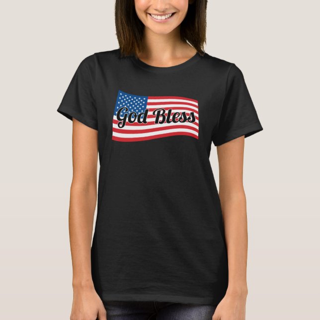 Camiseta Christian USA Patriotic  God Bless America Flag (Frente)