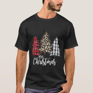 Camiseta Christma do País da Xadrez de Leopardo e Buffalo