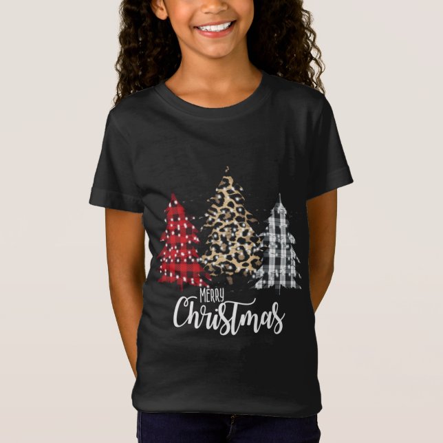 Camiseta Christma do País da Xadrez de Leopardo e Buffalo (Frente)