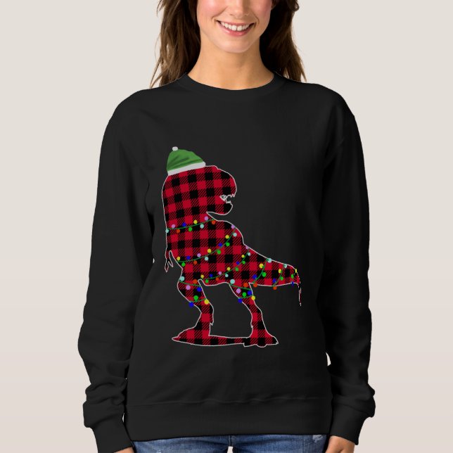 Camiseta Christmas 2020 Buffalo Plaid Dino Rex (Frente)