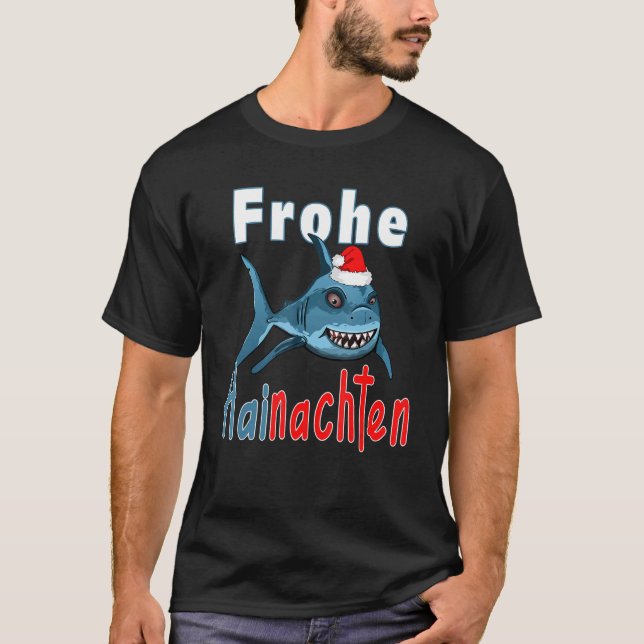 Camiseta Christmas 2022 Merry Hainachten Santa Shark (Frente)
