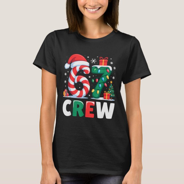 Camiseta Christmas 67 Crew Brainrot Funny Candy Cane Lights (Frente)