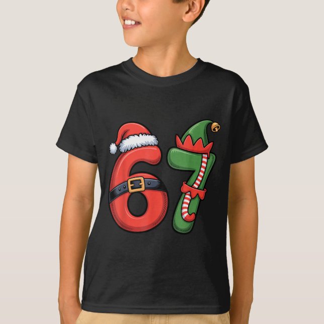 Camiseta Christmas 67 Meme 67 Santa Elf - Six Seven  (Frente)