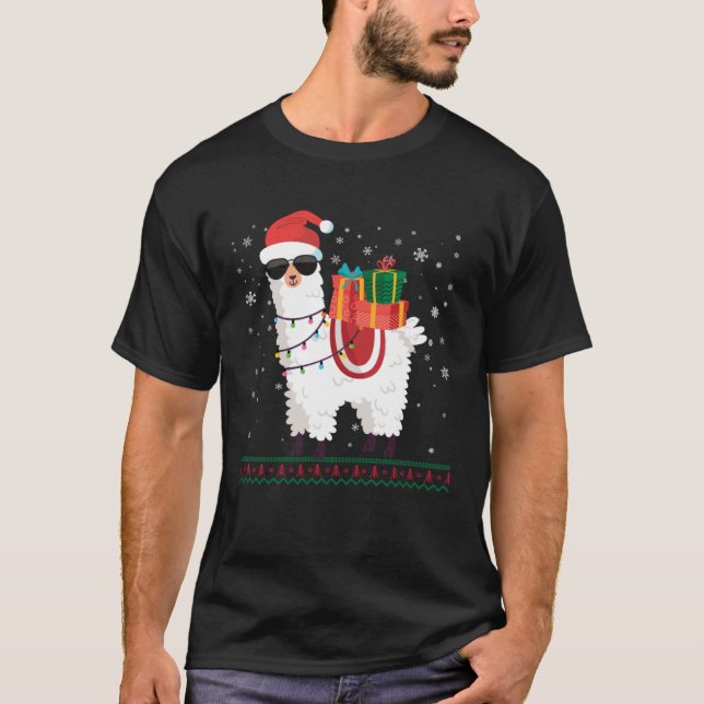 Camiseta Christmas Alpaca   Llama Ugly Christmas (Frente)