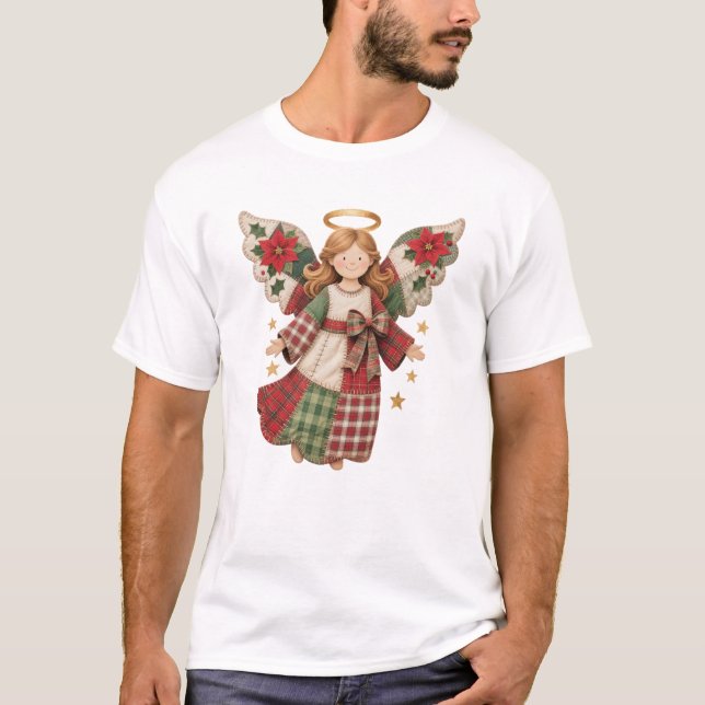 Camiseta Christmas Angel with Golden Stars (Frente)