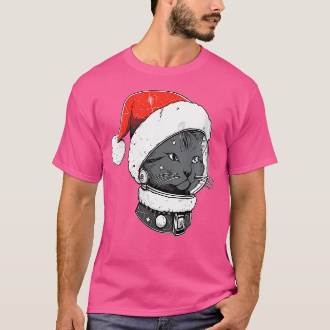 Camiseta Christmas Astronaut Cat Trippy Edm Winter Rave (Frente)