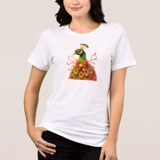 Camiseta Christmas Attire Peacock on a Short Sleeve White