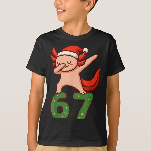 Camiseta Christmas Axolotl Dabbing 67 Meme Six Seven Funny  (Frente)