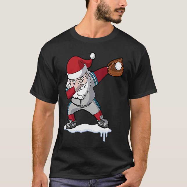Camiseta Christmas Baseball Santa Claus Quarterback Boys Ki (Frente)
