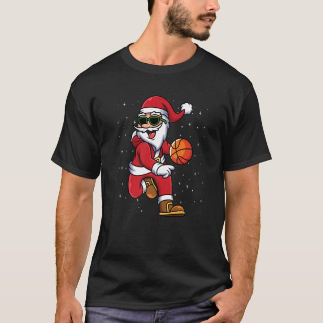 Camiseta Christmas Basketball Santa Playing Basketball Play (Frente)
