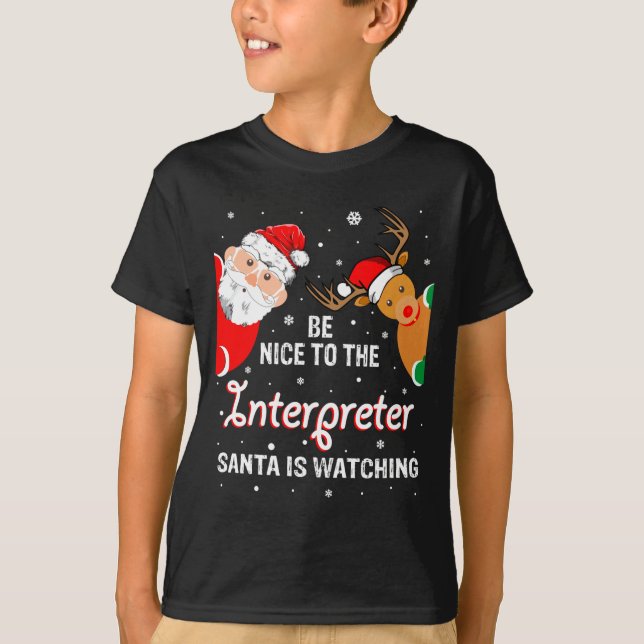 Camiseta Christmas Be Nice To The Interpreter Santa Long Sl (Frente)