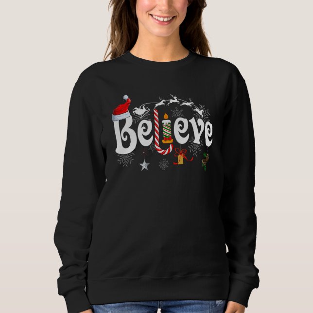 Camiseta Christmas  Believe Santa Claus  Jesus Christian 1 (Frente)