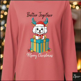 Camiseta Christmas Bichon Reindeer Scarf Gift Graphic