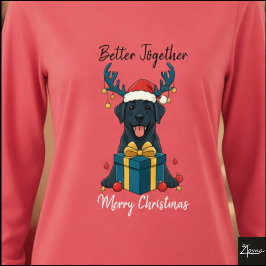 Camiseta Christmas Black Labrador Gift Graphic Reindeer