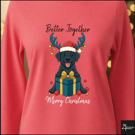 Camiseta Christmas Black Labrador Gift Graphic Reindeer