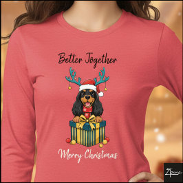 Camiseta Christmas Black Tan Cocker Spaniel Gift Graphic
