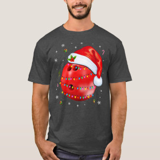 Camiseta Christmas Bowling Ball Santa Hat Xmas Boys Men Tea