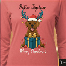 Camiseta Christmas Brown Labrador Gift Graphic Reindeer