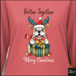 Camiseta Christmas Bulldog Reindeer Scarf Gift Graphic