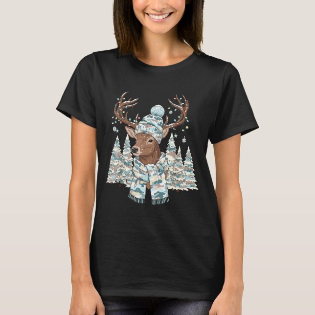 Camiseta Christmas Camo Hunting Reindeer Pajamas With Deer  (Frente)