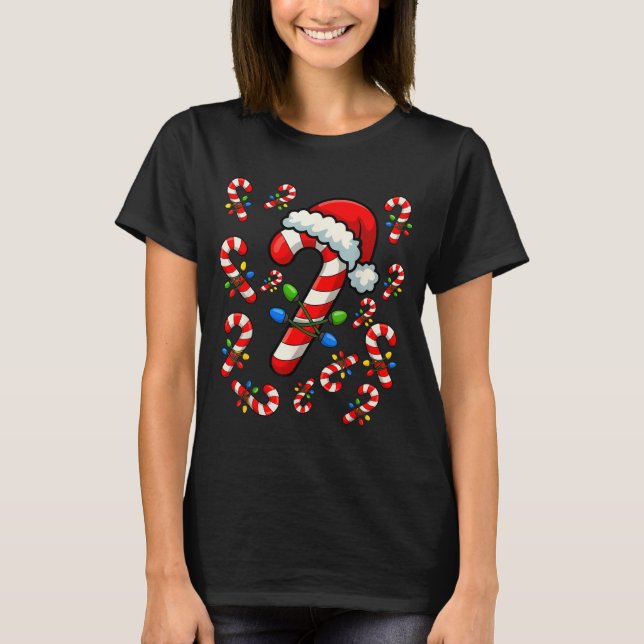 Camiseta Christmas Candy Cane Crew Xmas Holiday Family Matc (Frente)