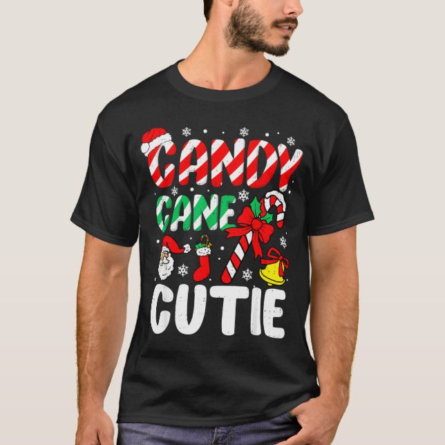 Camiseta Christmas Candy Cane Cutie Xmas Holiday Toddler Ki (Frente)