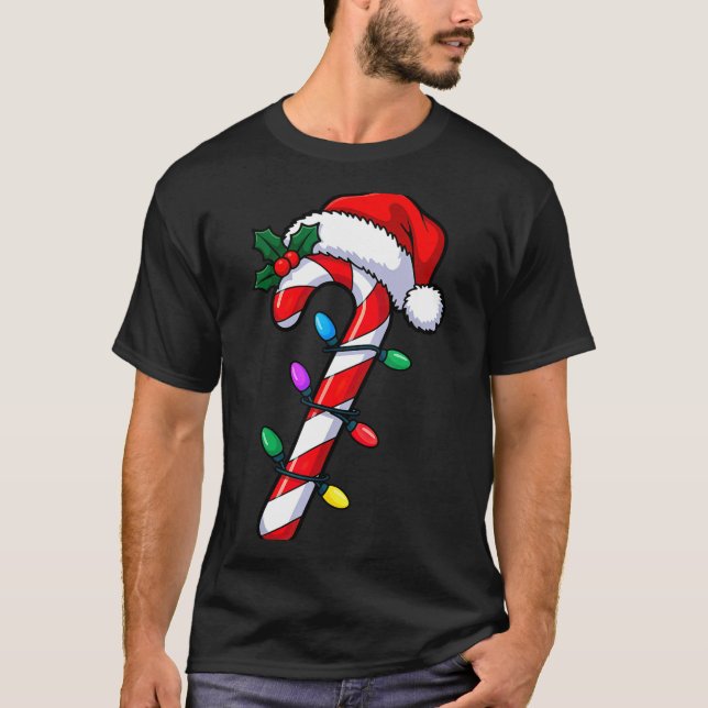 Camiseta Christmas Candy Cane Santa Xmas  (Frente)