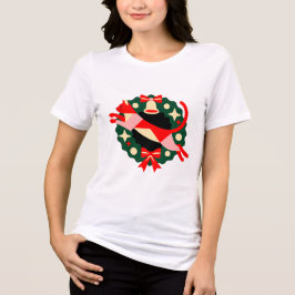 Camiseta Christmas Cat Wreath Shirt
