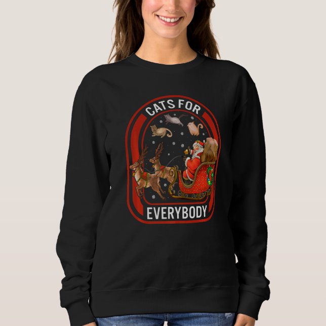 Camiseta Christmas Cats For Everybody Santa Reindeer Cat Ch (Frente)