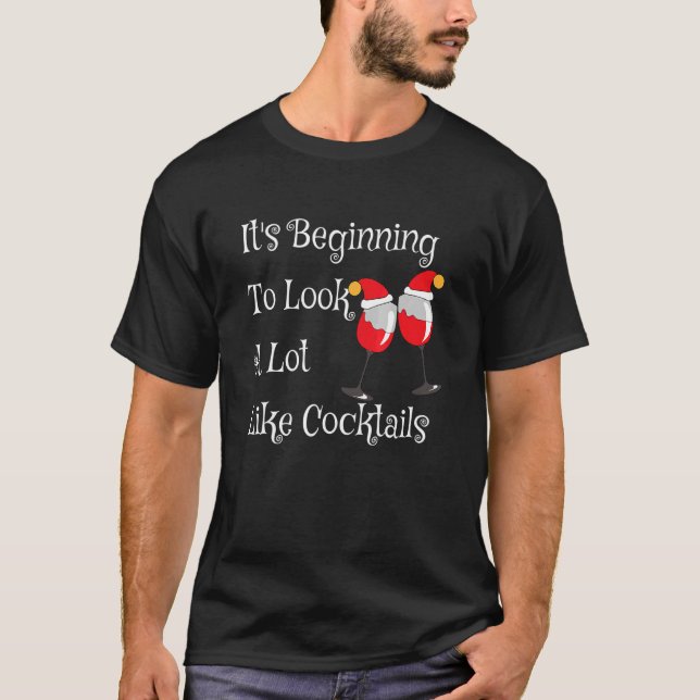 Camiseta Christmas Cocktails Party Drinking Holiday Bartend (Frente)