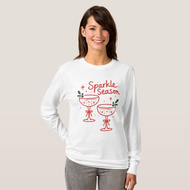 Camiseta Christmas Cocktails Sparkle Season  (Frente Completa)