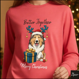 Camiseta Christmas Collie Dog Reindeer Gift Graphic