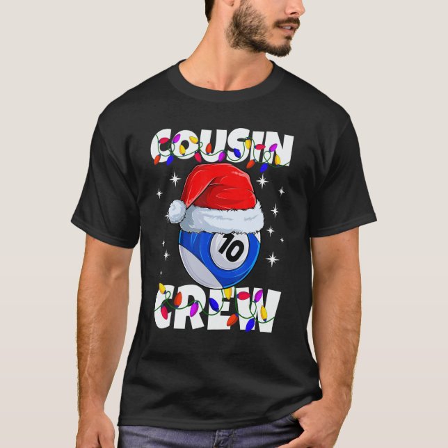 Camiseta Christmas Cousin Crew 10 Ball Billiard Pajamas Fam (Frente)