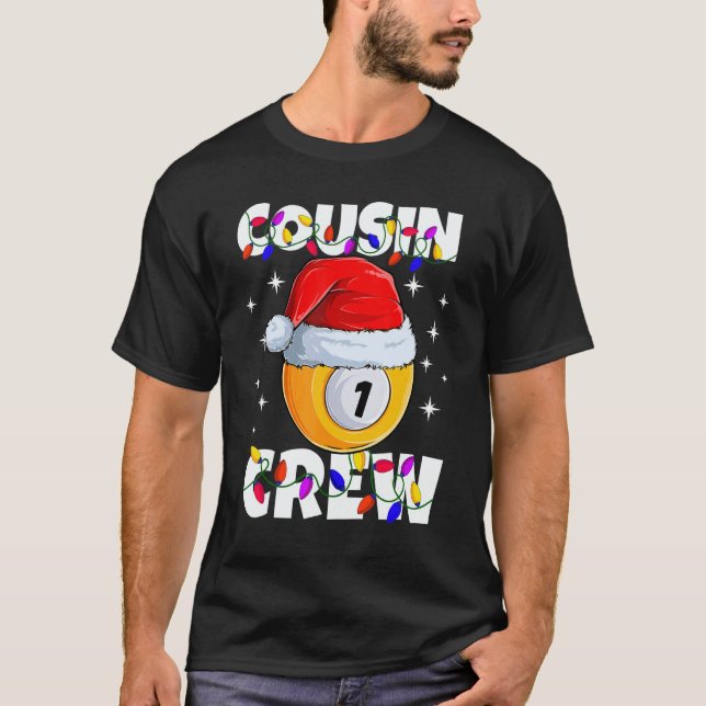 Camiseta Christmas Cousin Crew 1 Ball Billiard Pajamas Fami (Frente)