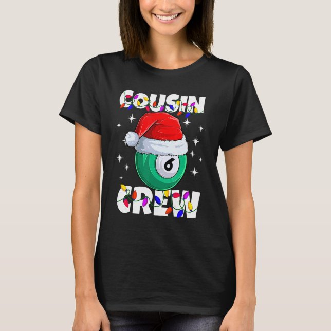 Camiseta Christmas Cousin Crew 6 Ball Billiard Pajamas Fami (Frente)
