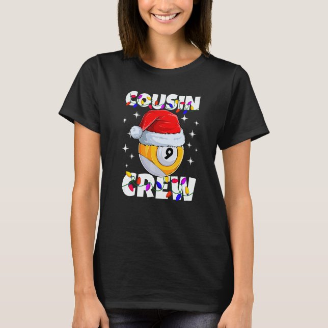 Camiseta Christmas Cousin Crew 9 Ball Billiard Pajamas Fami (Frente)