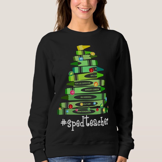 Camiseta Christmas Crayon Sped Teacher Tree Best  Christmas (Frente)