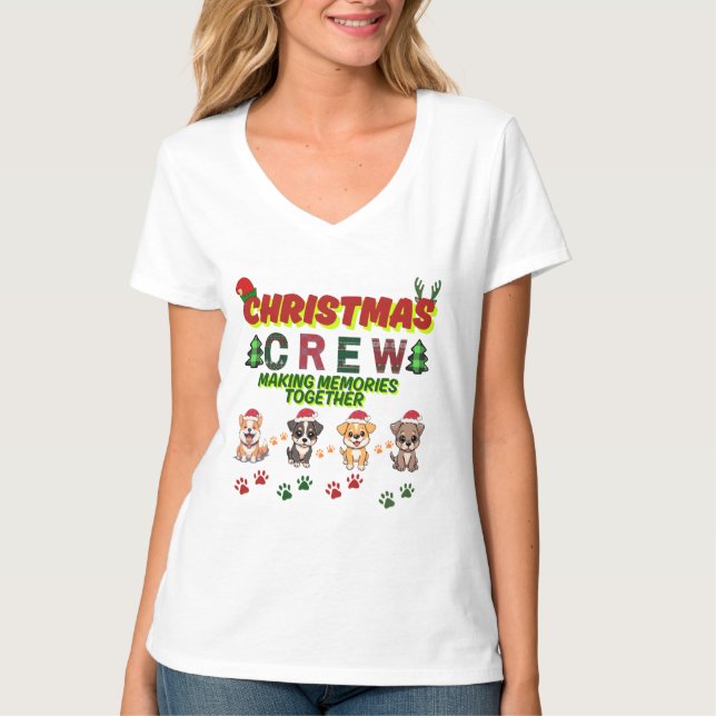 Camiseta Christmas Crew Dog Shirt- Christmas dogs family  (Frente)