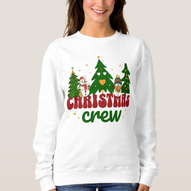 Camiseta Christmas Crew Happy Winter Scene Playful Snowman (Frente)